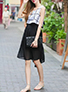 Women's Chiffon Dress - Sleeveless / Checkered Top / Lined / Rounded Neckline / Rear Bow